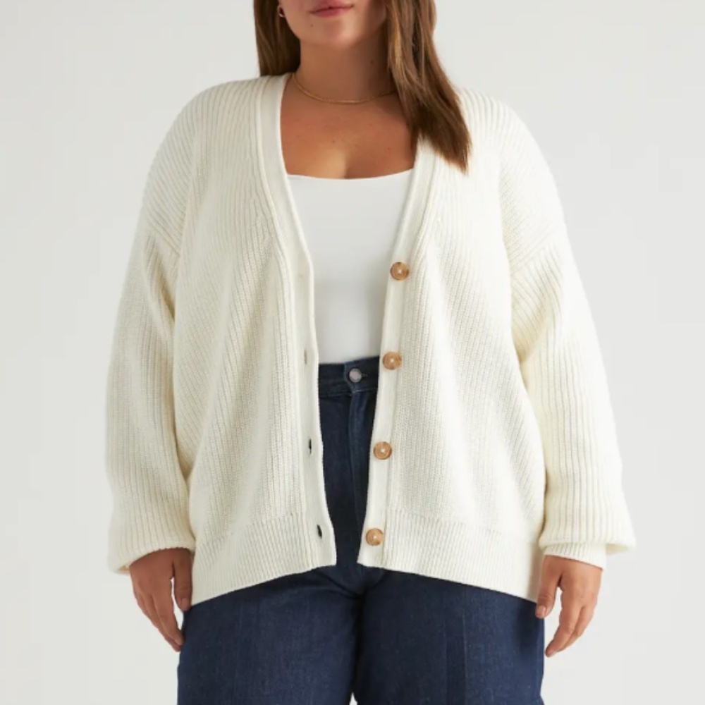 Quince 100% Organic Cotton Oversized Boyfriend Cardigan